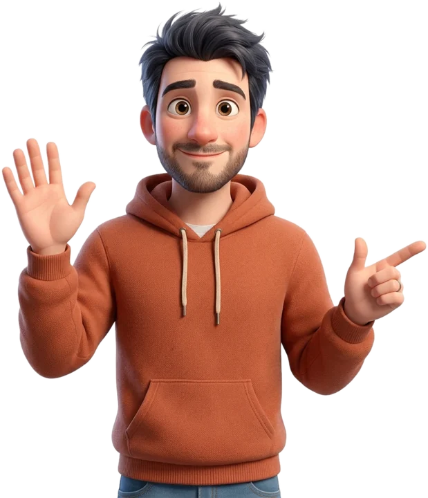 Tom fait coucou et pointe vers le bouton pour lancer la comparaison